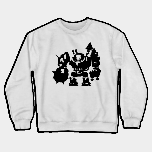 Rock (steampunk) minimal silhouette white Crewneck Sweatshirt by WannabeArtworks